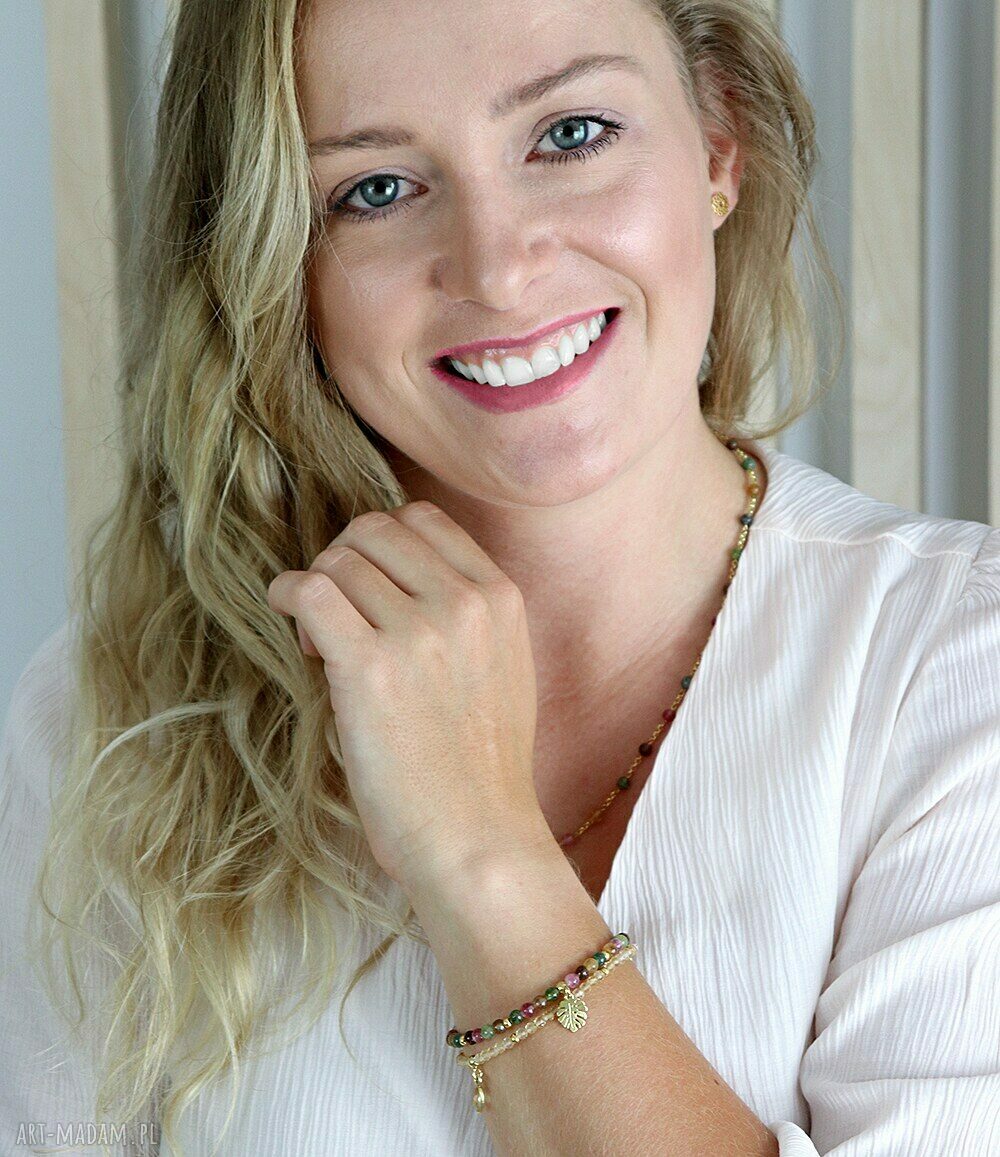 Bransoletka turmalin monstera flora lavoga prezent wykonana