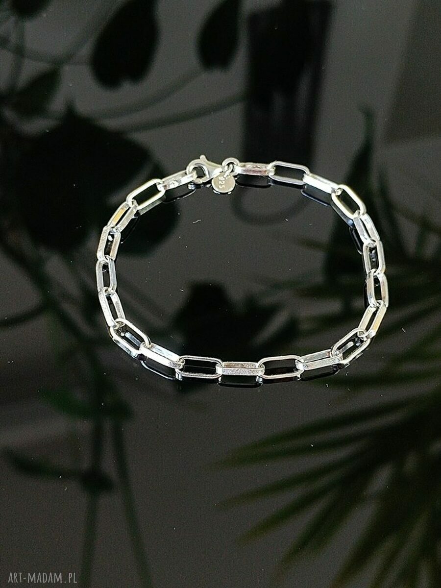 Srebrna bransoletka typu choker z owalnych ogniw 925 - ręcznie robiona