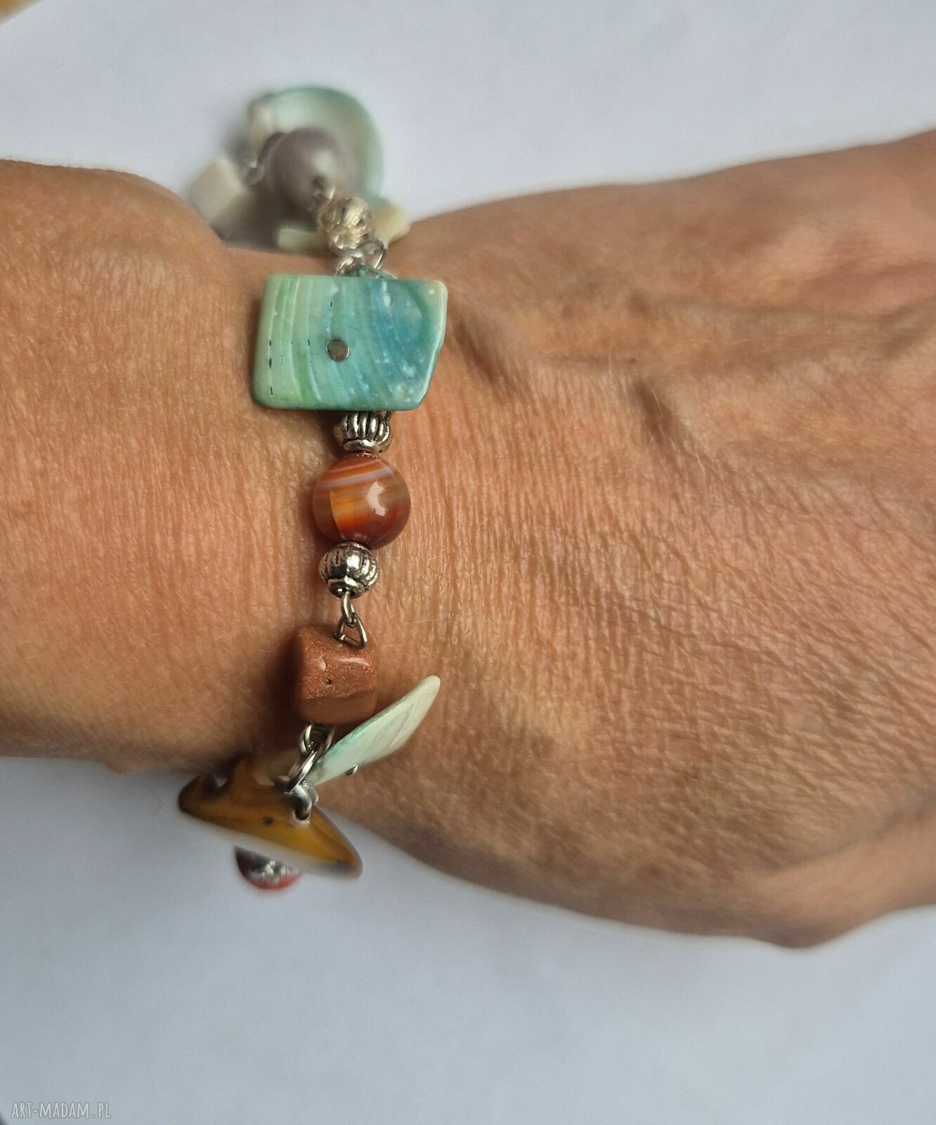 Bransoletka uniwersalna z minerałami - handmade w stylu boho