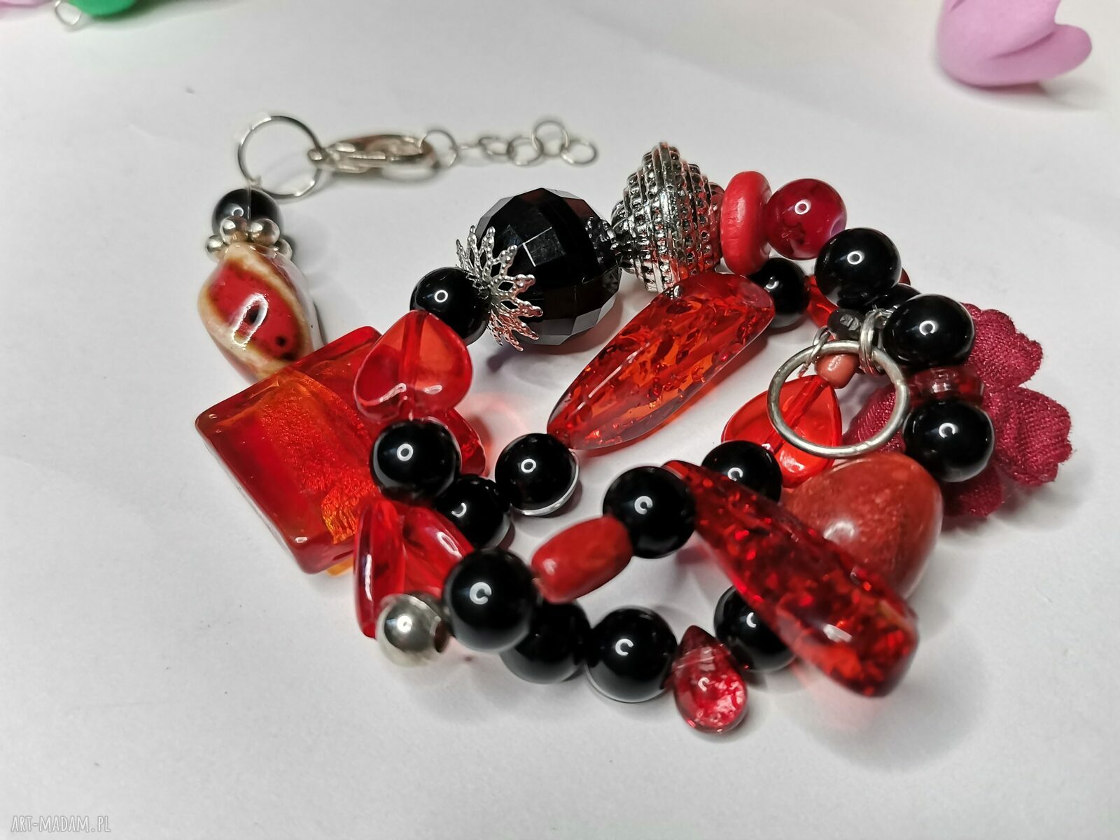 Bransoletka uniwersalna duża energetyczna - boho etno, kolorowa (handmade)