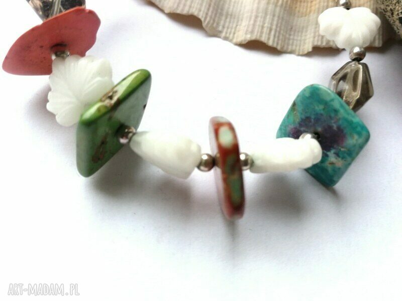Kolorowa bransoletka uniwersalna Boho Etno Folk z koralików - handmade