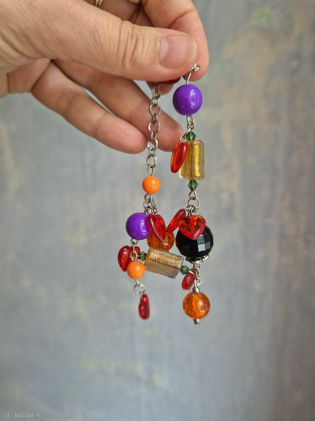 Kolorowa bransoletka boho handmade z zawieszkami
