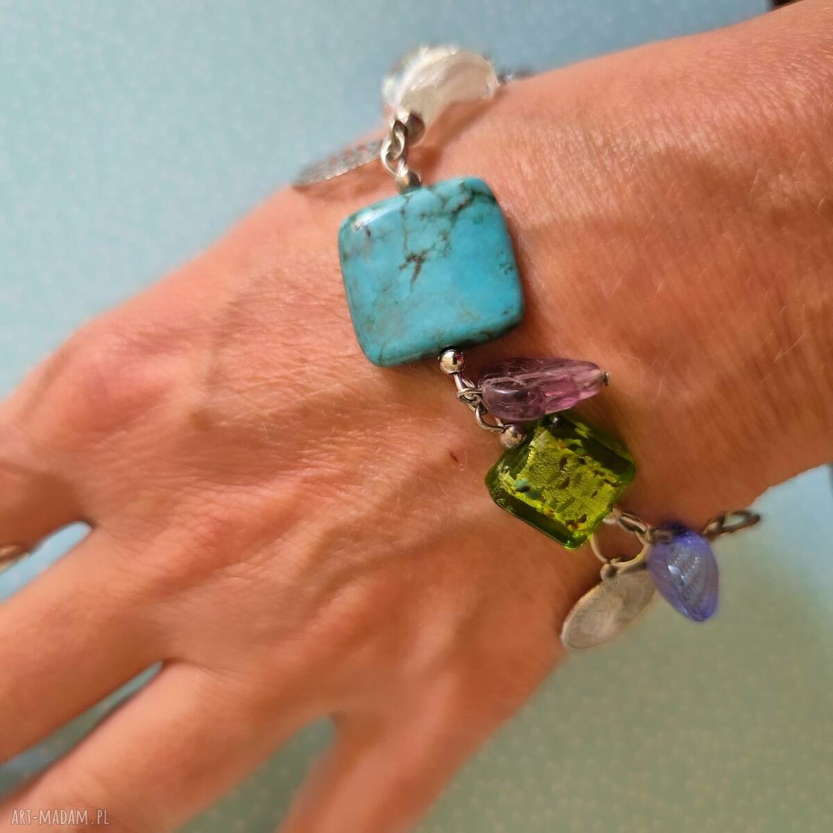 Turkusowo-zielona bransoletka Boho Box X1 - rozmiar uniwersalny