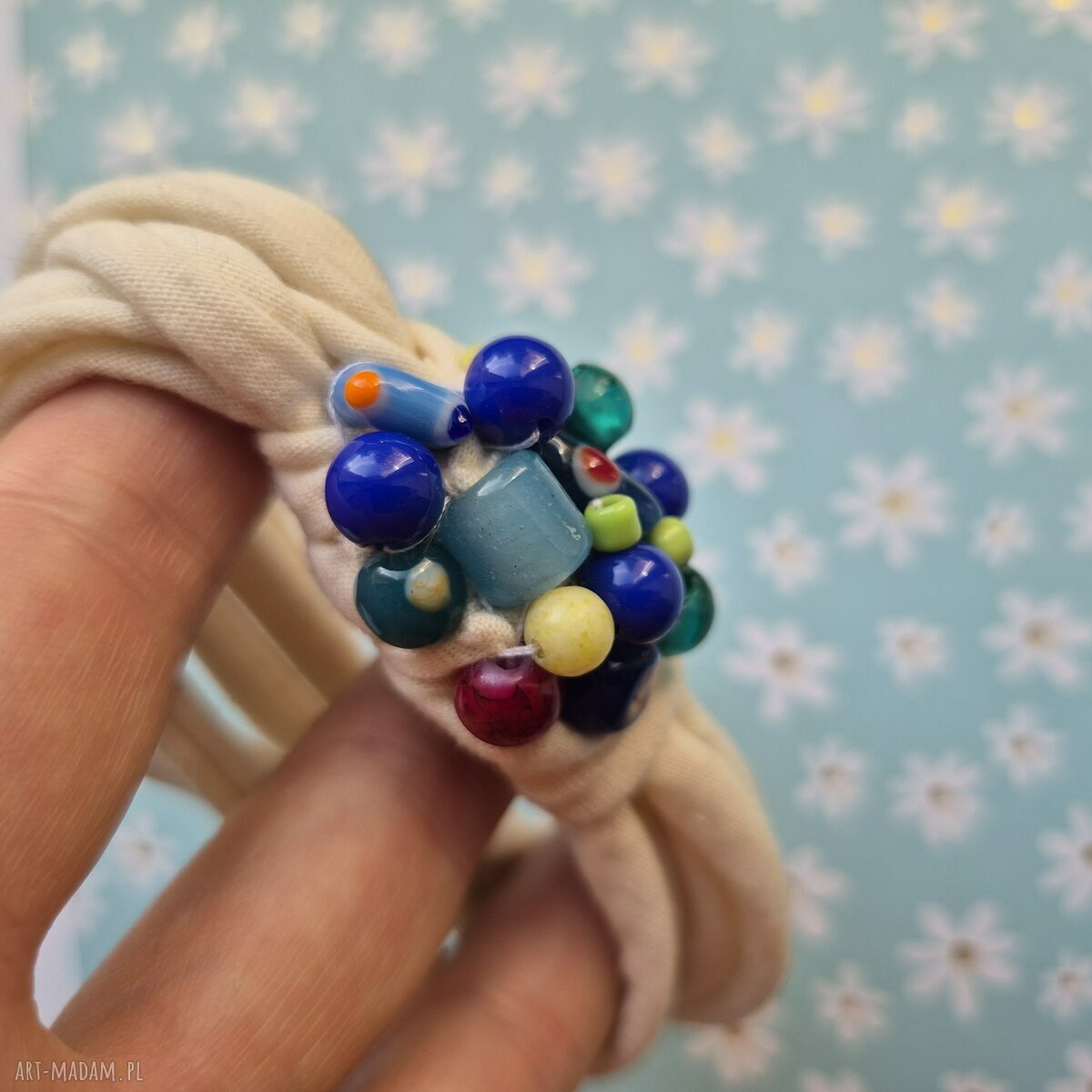 Kolorowa bransoletka boho Frida - dzianinowa, uniwersalna (handmade)
