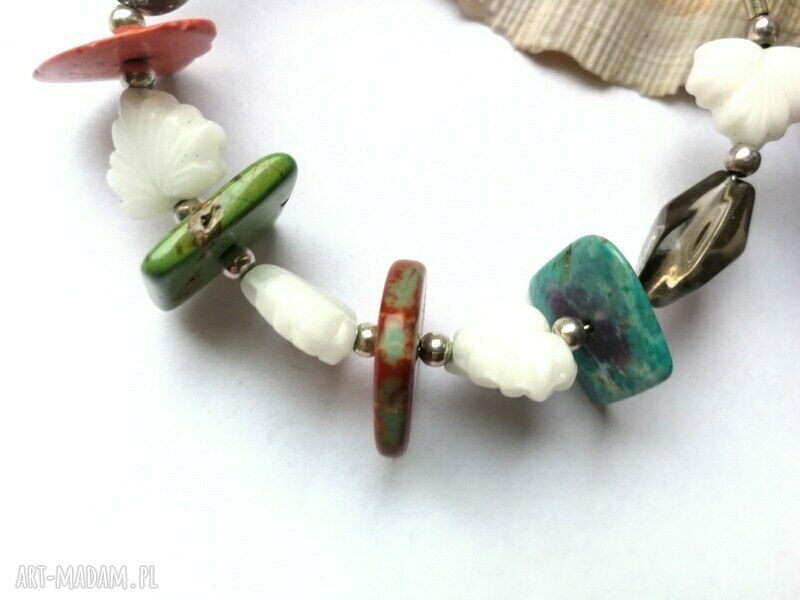 Kolorowa bransoletka uniwersalna Boho Etno Folk z koralików - handmade