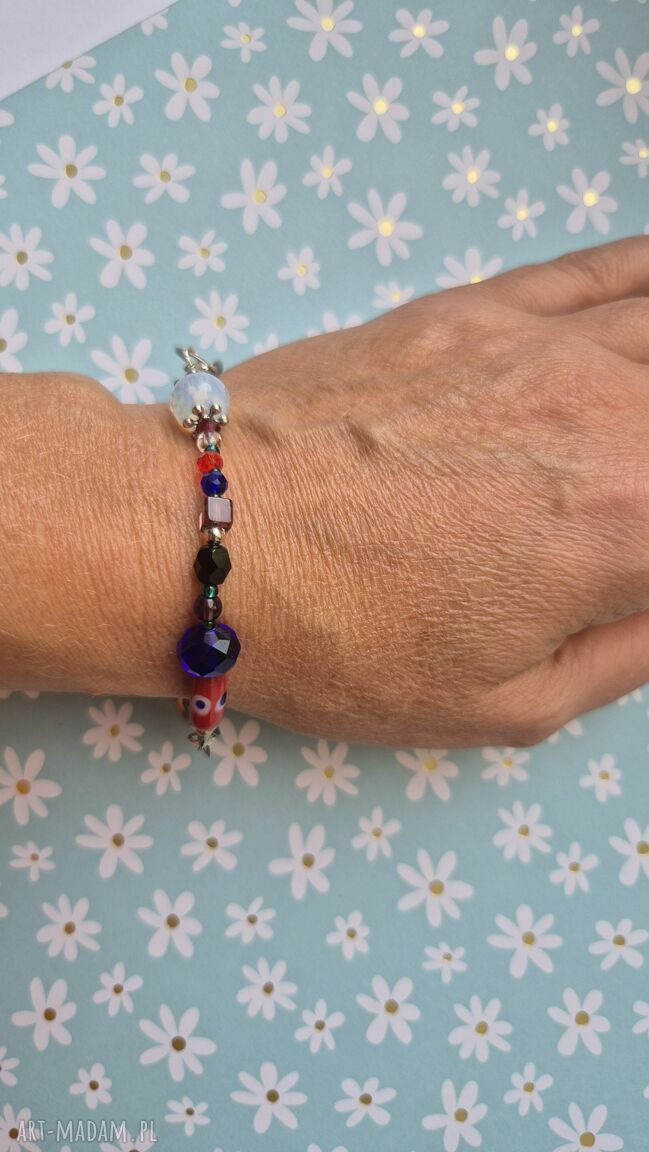 Bransoletka boho kolorowa 21 cm - uniwersalna, ręcznie robiona