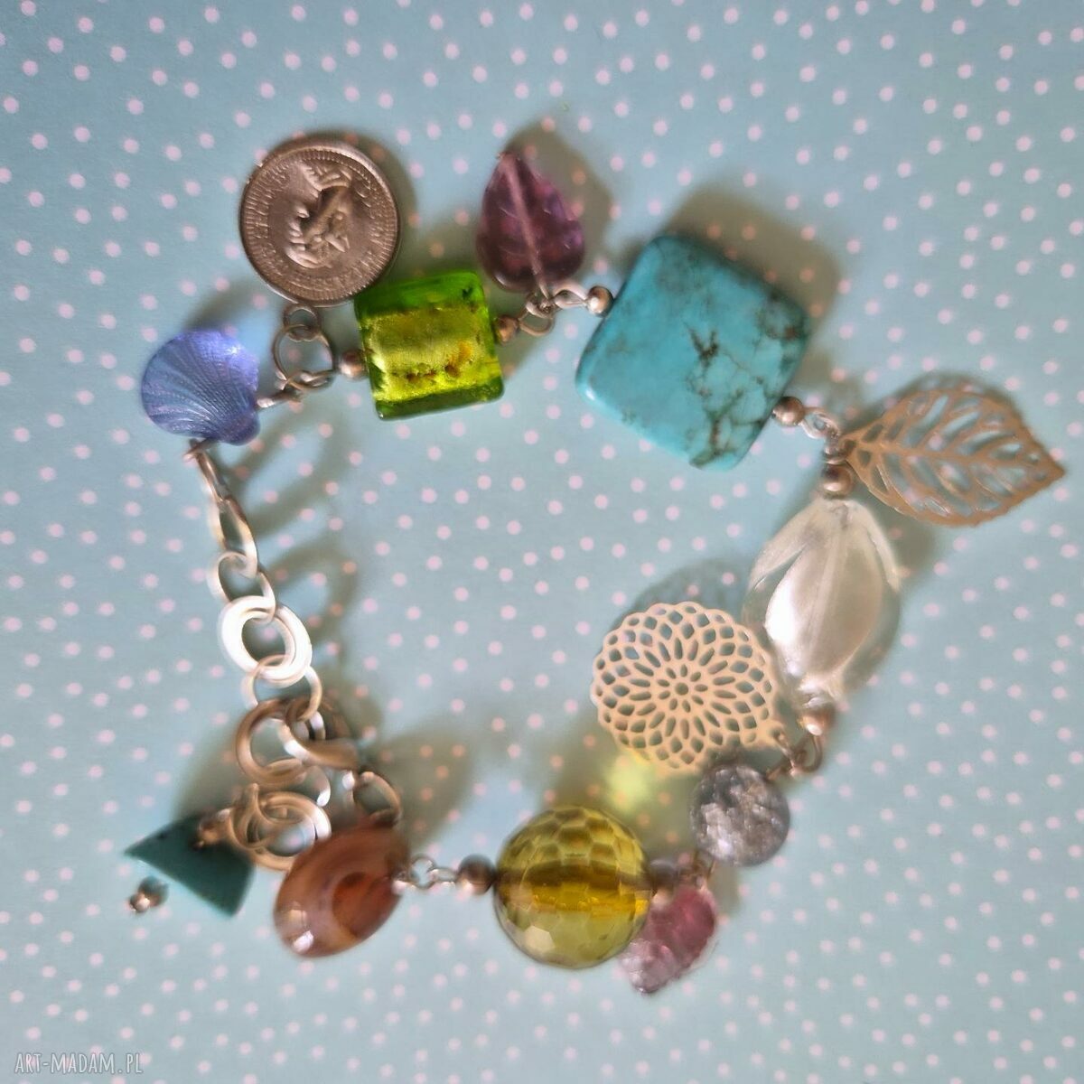 Turkusowo-zielona bransoletka Boho Box X1 - rozmiar uniwersalny