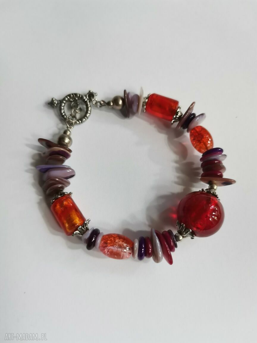 Bransoletka uniwersalna etno boho folk box f1 - frędzle ze szkła