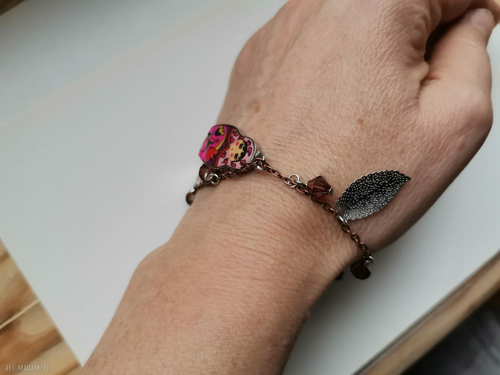 Frida bransoletka uniwersalna Ruda Klara z frędzlami boho (Matrioszka)