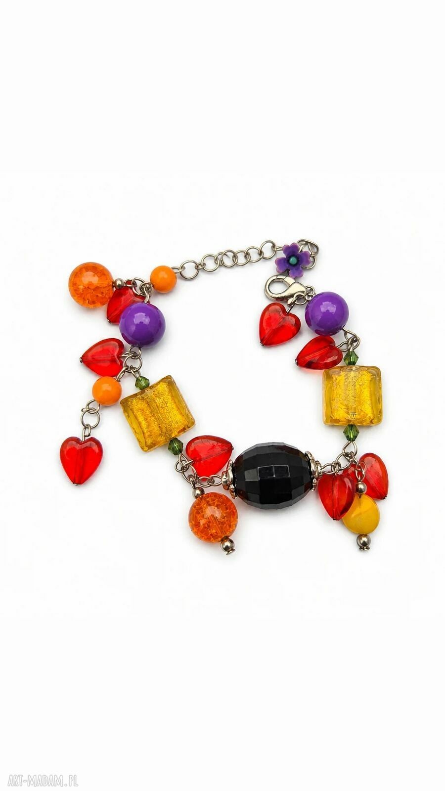 Kolorowa bransoletka boho handmade z zawieszkami