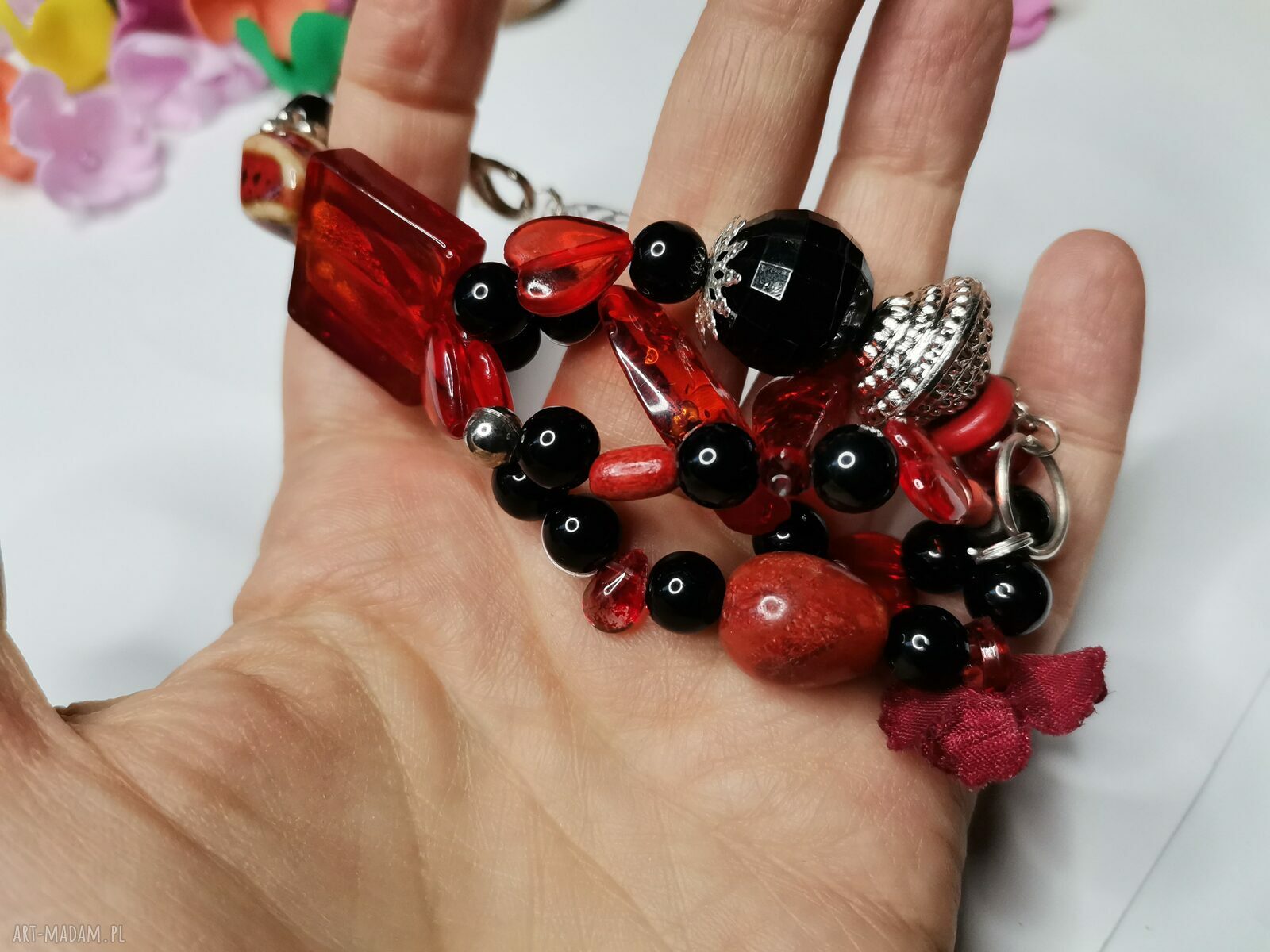 Bransoletka uniwersalna duża energetyczna - boho etno, kolorowa (handmade)