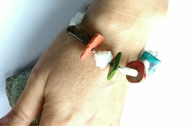 Kolorowa bransoletka uniwersalna Boho Etno Folk z koralików - handmade