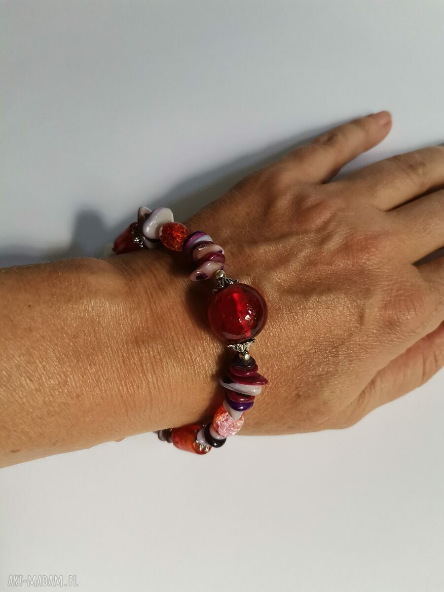 Bransoletka uniwersalna etno boho folk box f1 - frędzle ze szkła