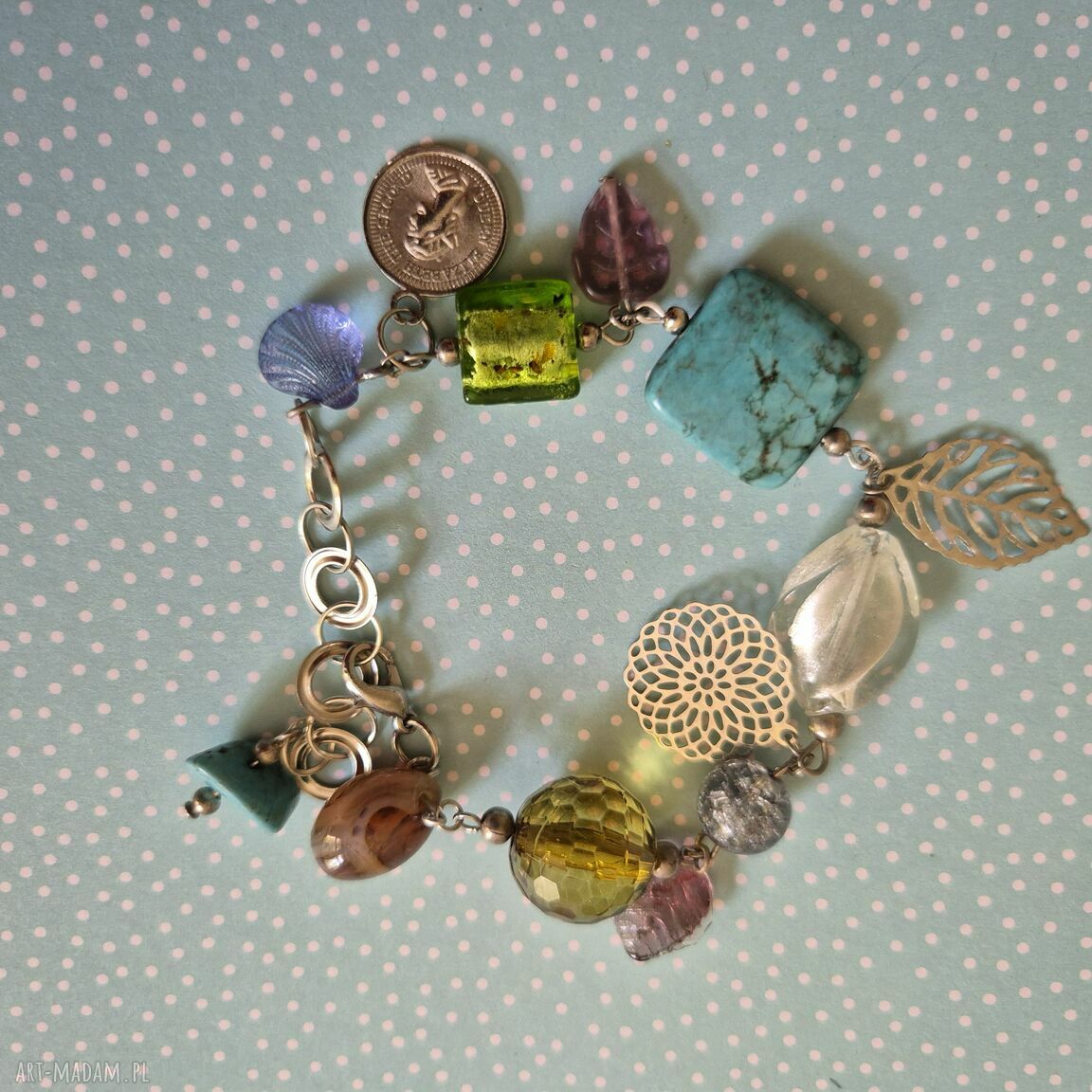 Turkusowo-zielona bransoletka Boho Box X1 - rozmiar uniwersalny
