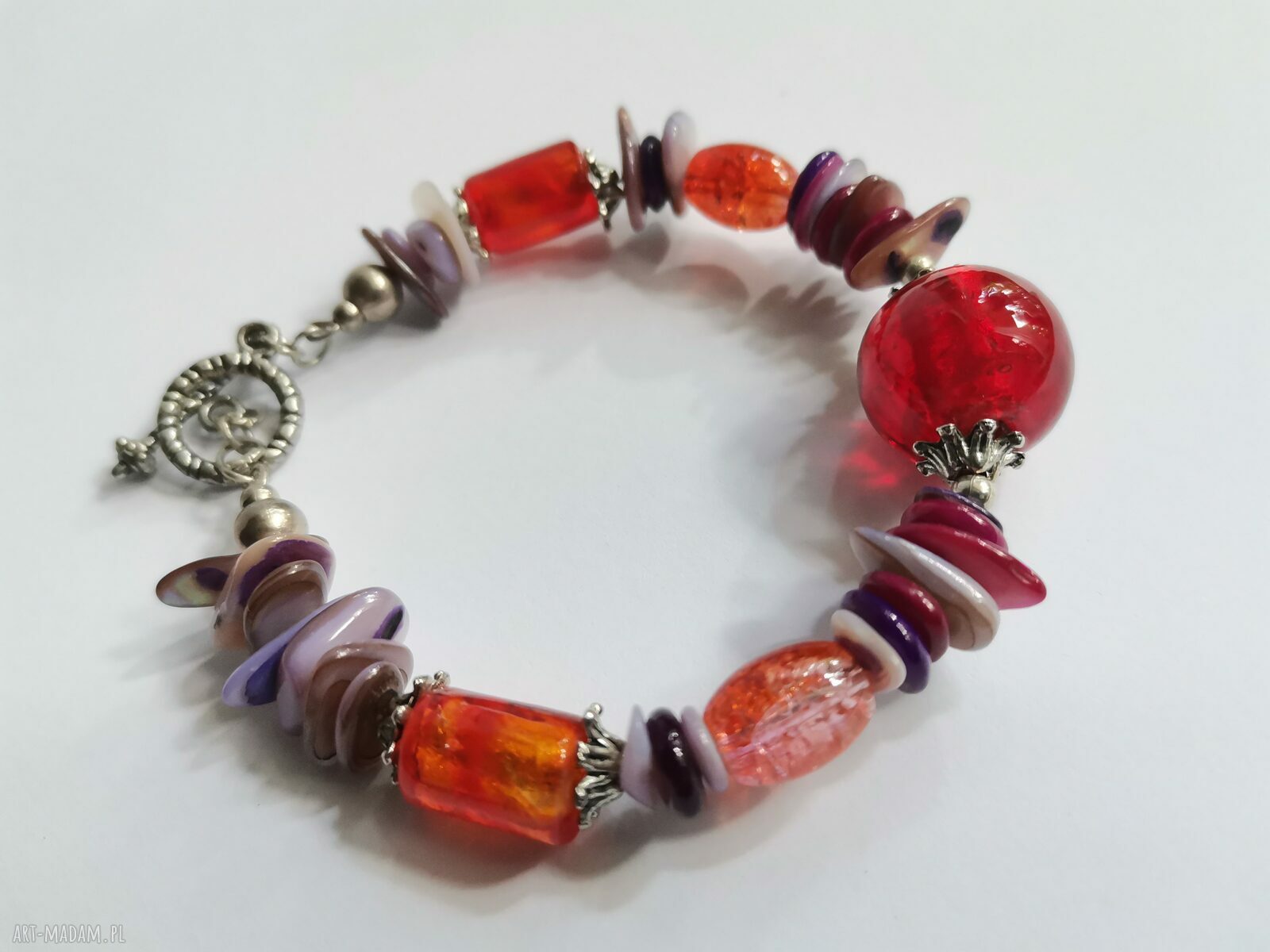 Bransoletka uniwersalna etno boho folk box f1 - frędzle ze szkła