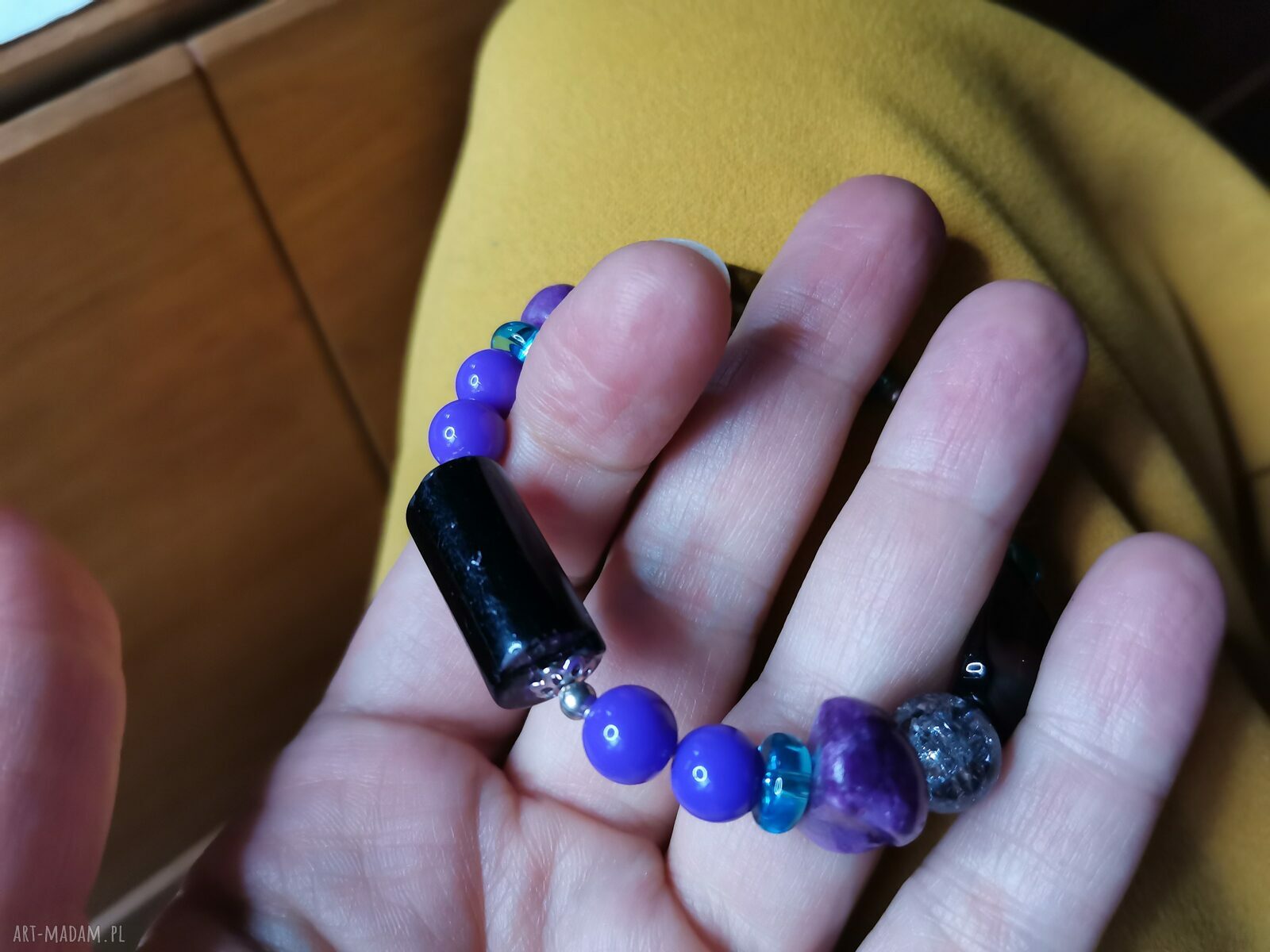 Fioletowa bransoletka etno-boho Ruda Klara - uniwersalna