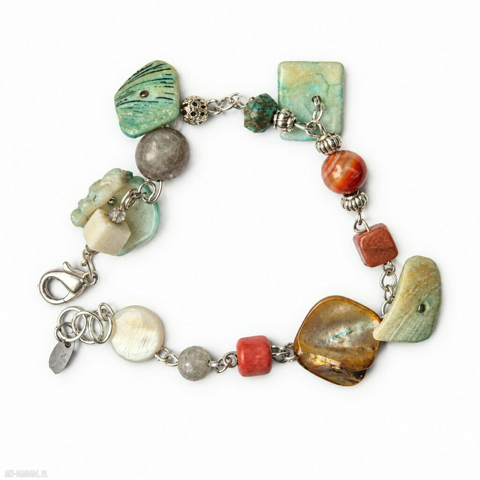 Bransoletka uniwersalna z minerałami - handmade w stylu boho