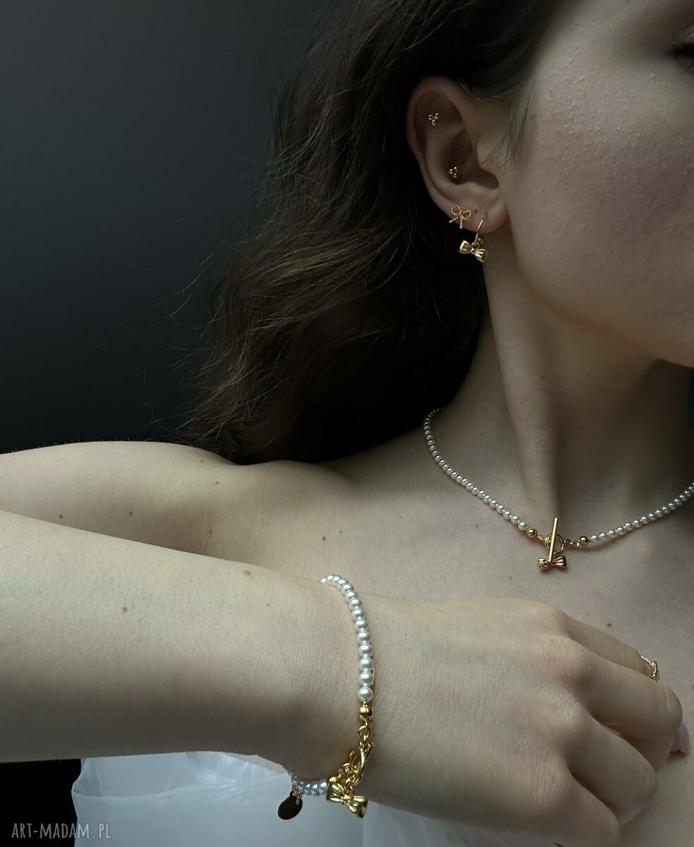 Bransoletka z białych pereł Swarovski Crystal delikatny blask