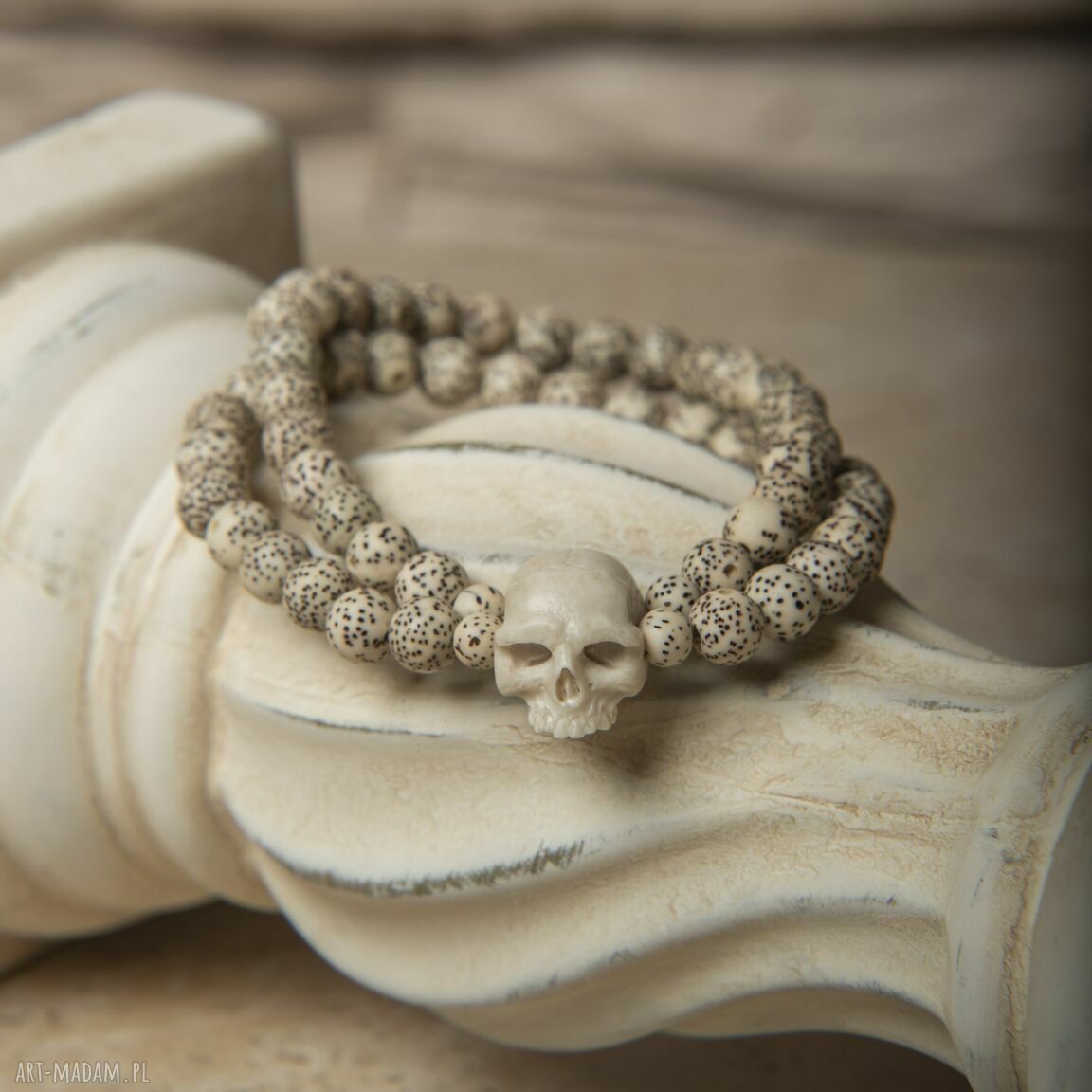 Bransoletka z czaszką z poroża łosia - męska handmade