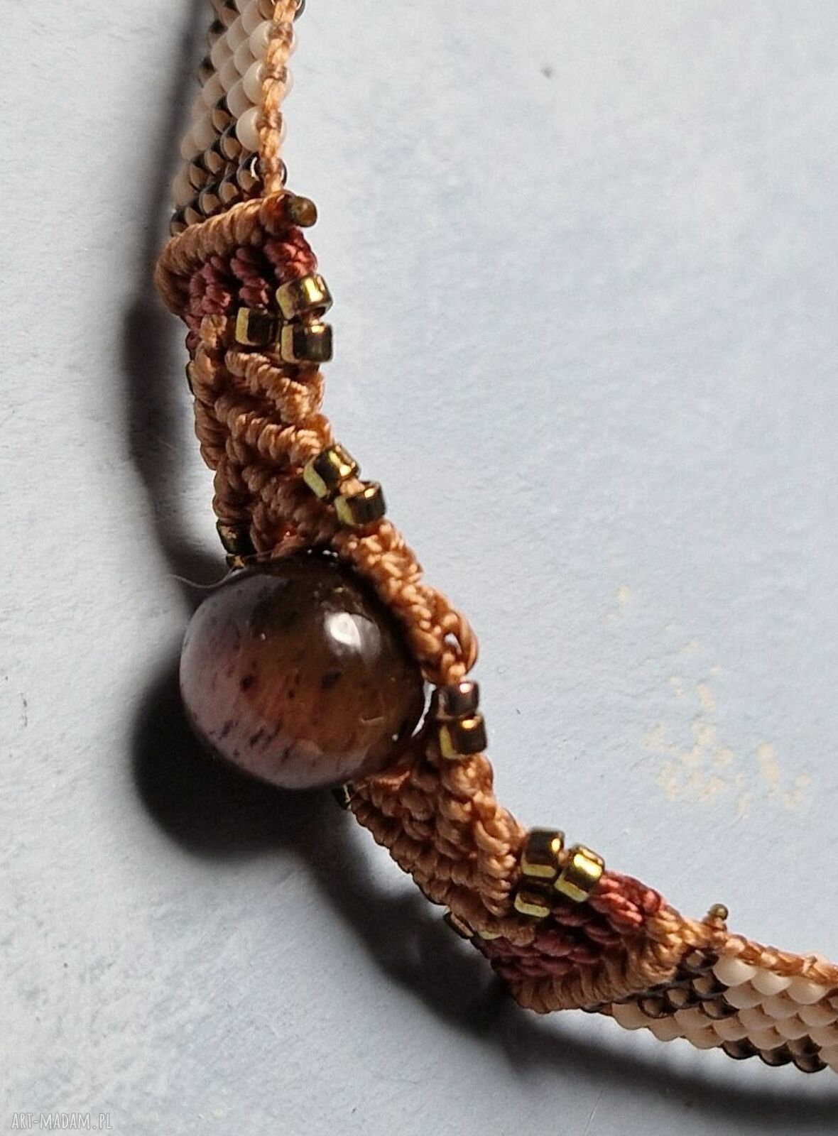 Bransoletka magiczna z tygrysim okiem Morana Amulets - makrama i koraliki Miyuki