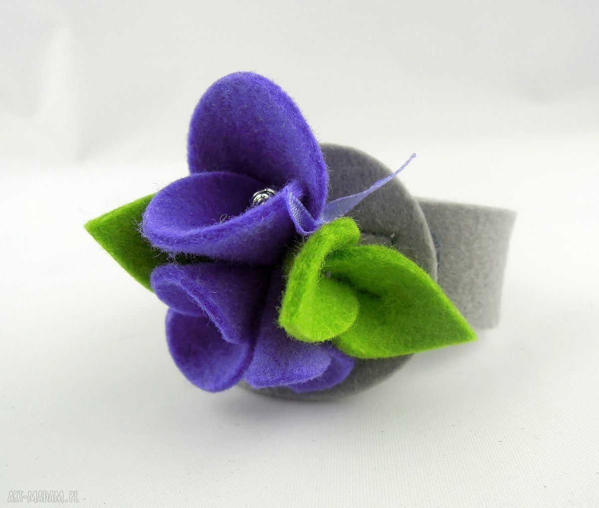 Bransoletka z Filcu Lawenda w Szarościach Hand Made