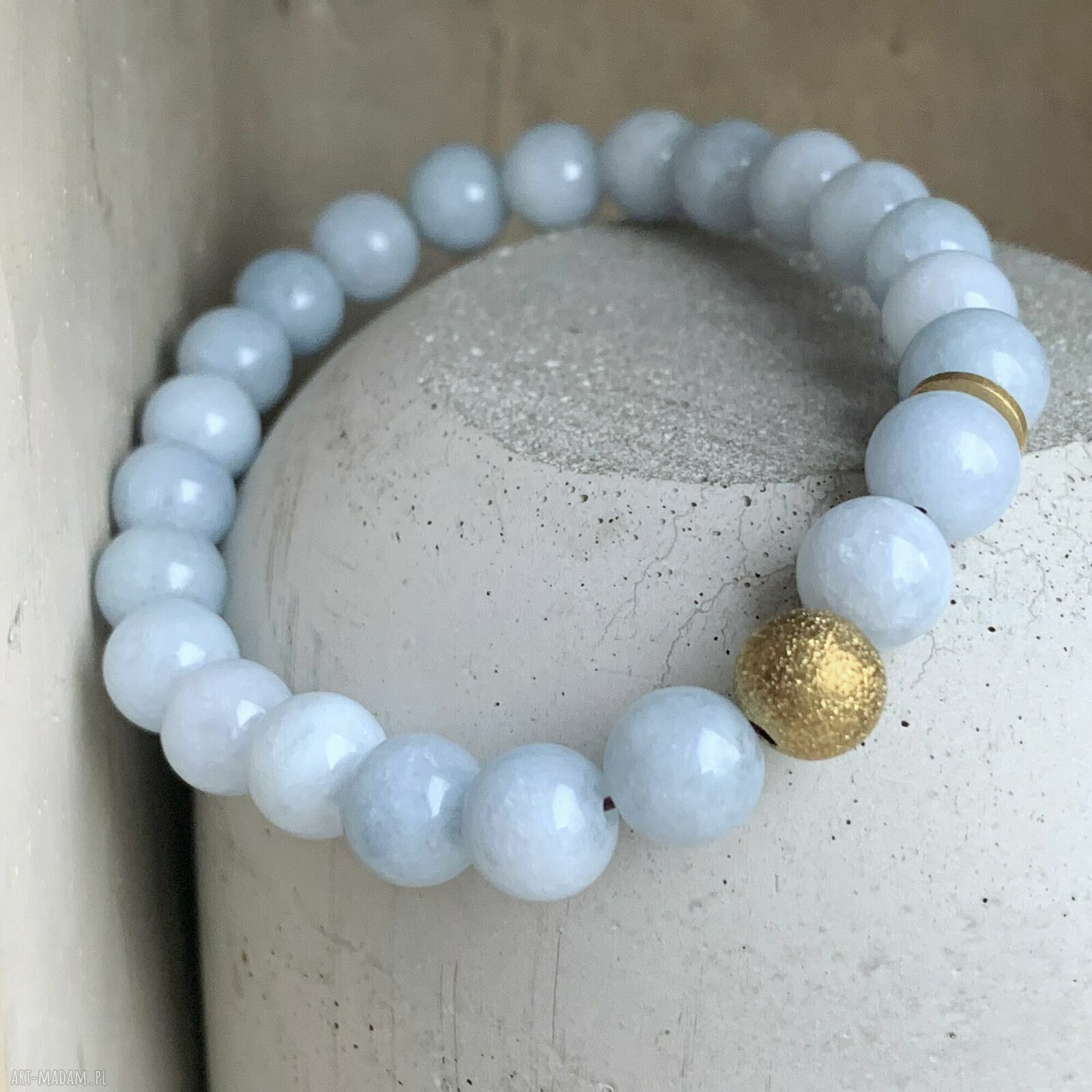 Bransoletka z jadeitami Heaven Blue i mosiądzem