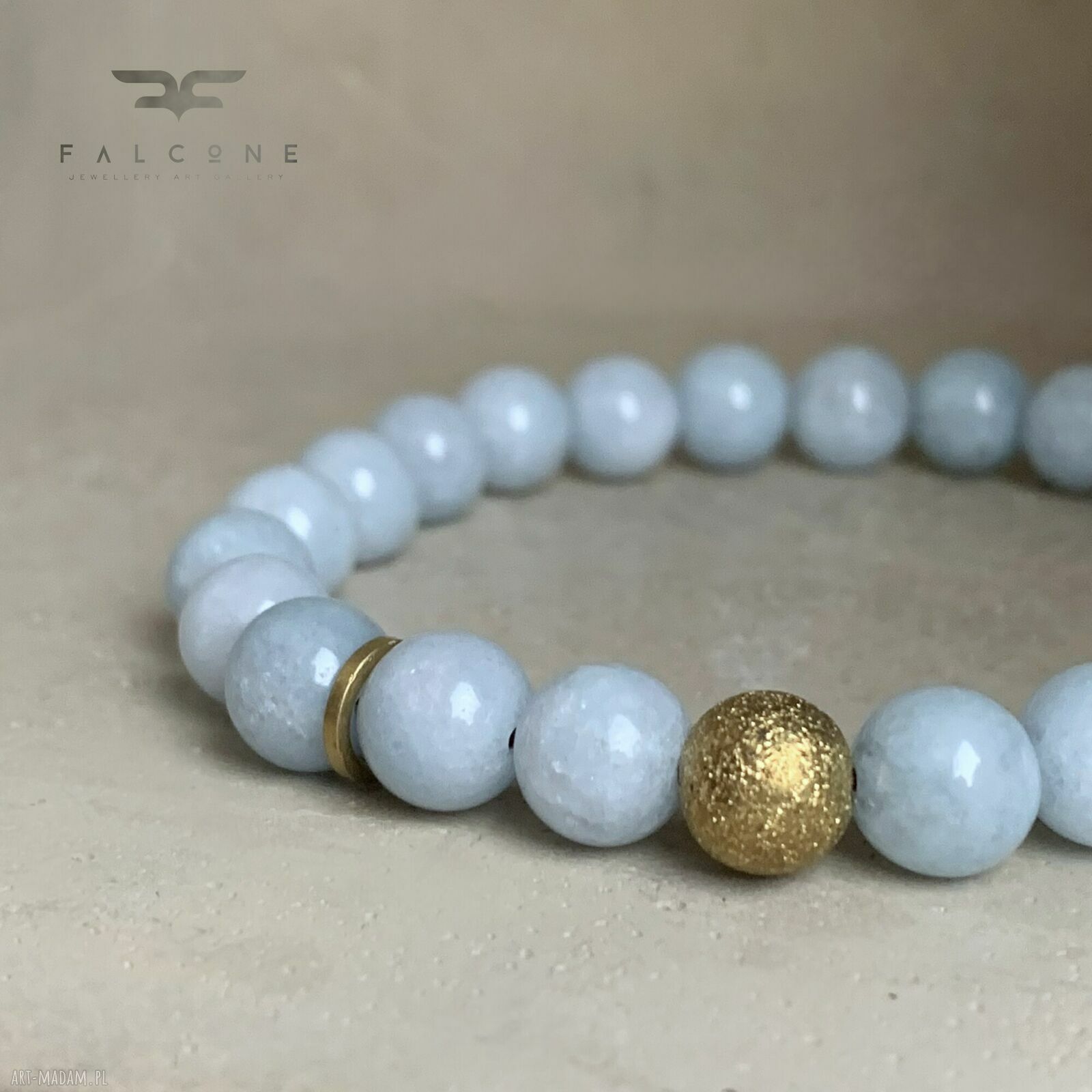 Bransoletka z jadeitami Heaven Blue i mosiądzem