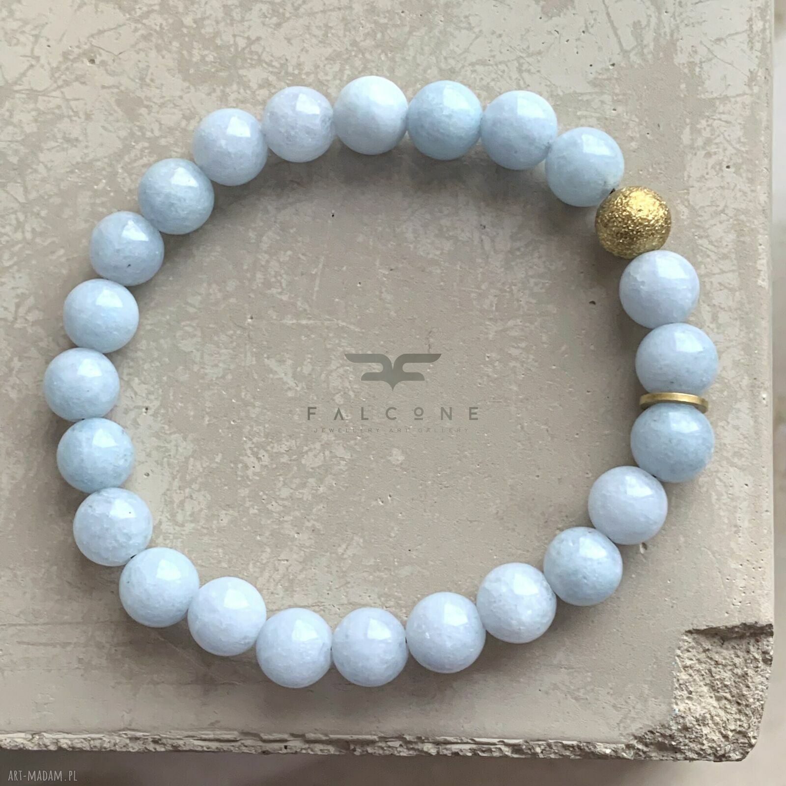 Bransoletka z jadeitami Heaven Blue i mosiądzem