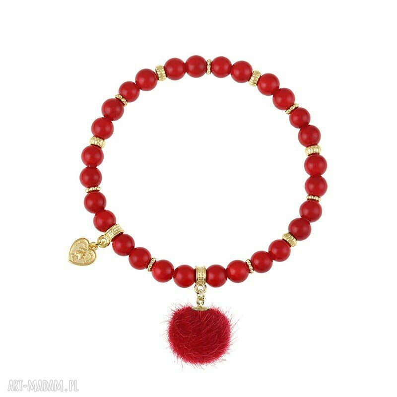 Bransoletka jadeitów pomponem ♥ pom poms pompony pompon jadeit