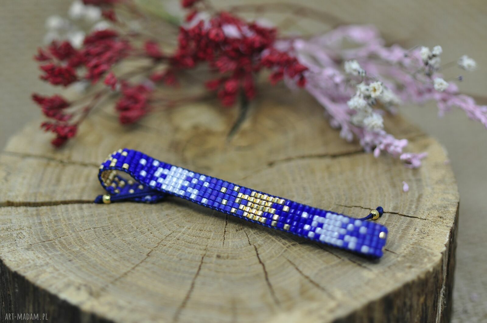 Bransoletka z koralików Miyuki na szczęście - handmade, regulowany sznurek 15-23 cm