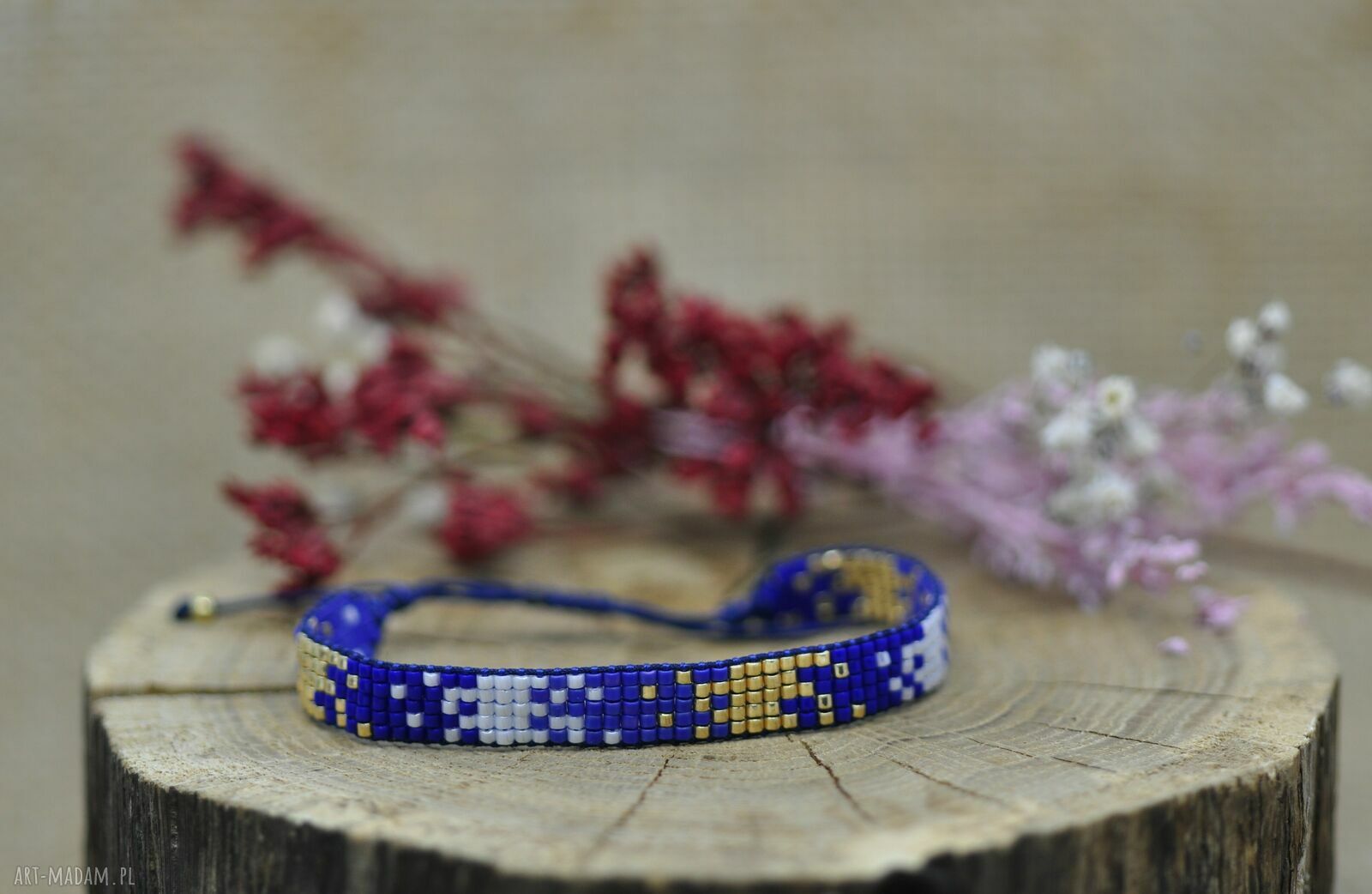 Bransoletka z koralików Miyuki na szczęście - handmade, regulowany sznurek (15-23 cm)