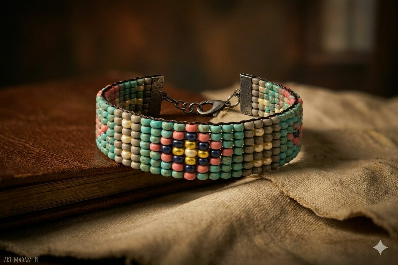 Bransoletka koralikowa w stylu boho - Kolory ziemi i nieba