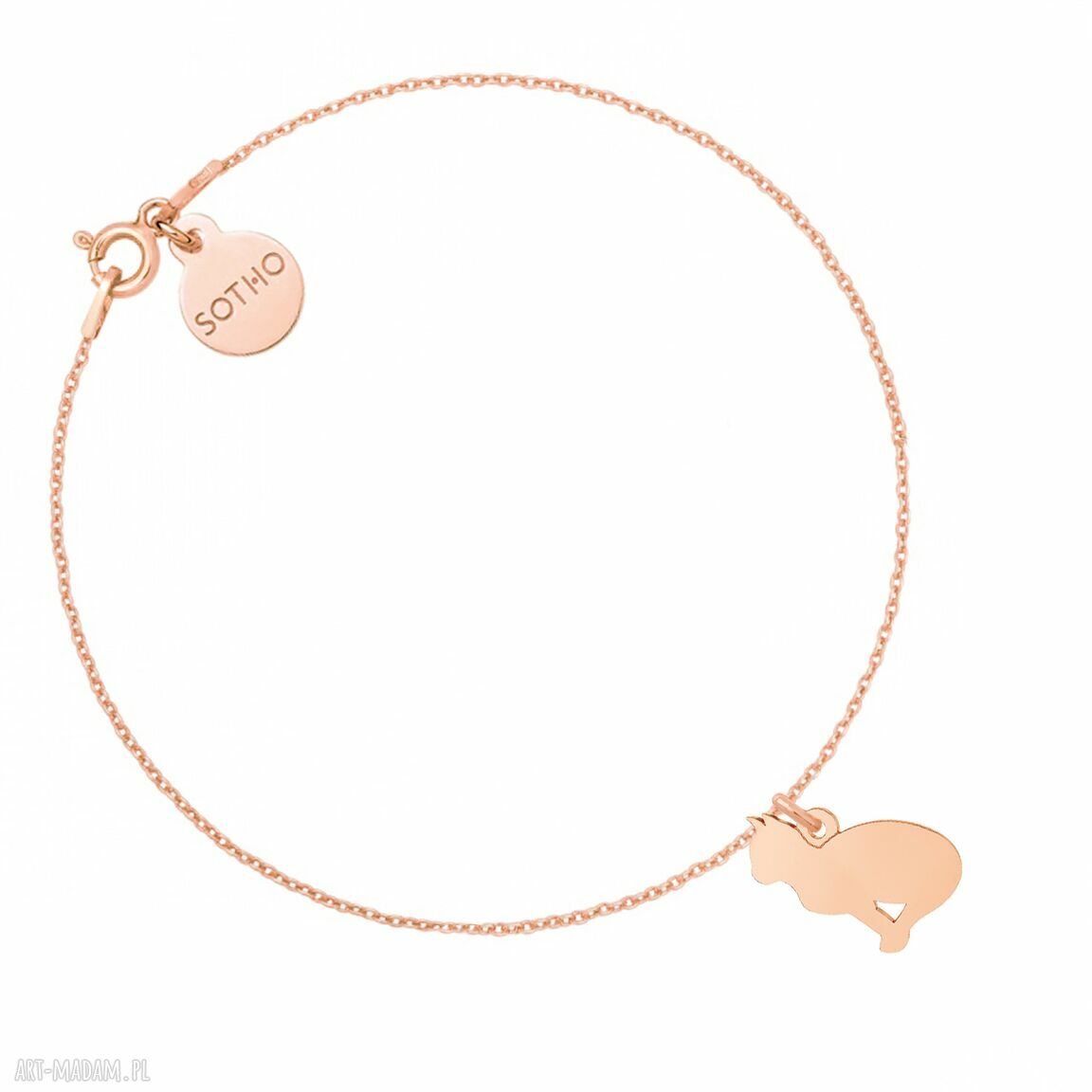 Bransoletka kotem różowego złota kot łańcuszkowa