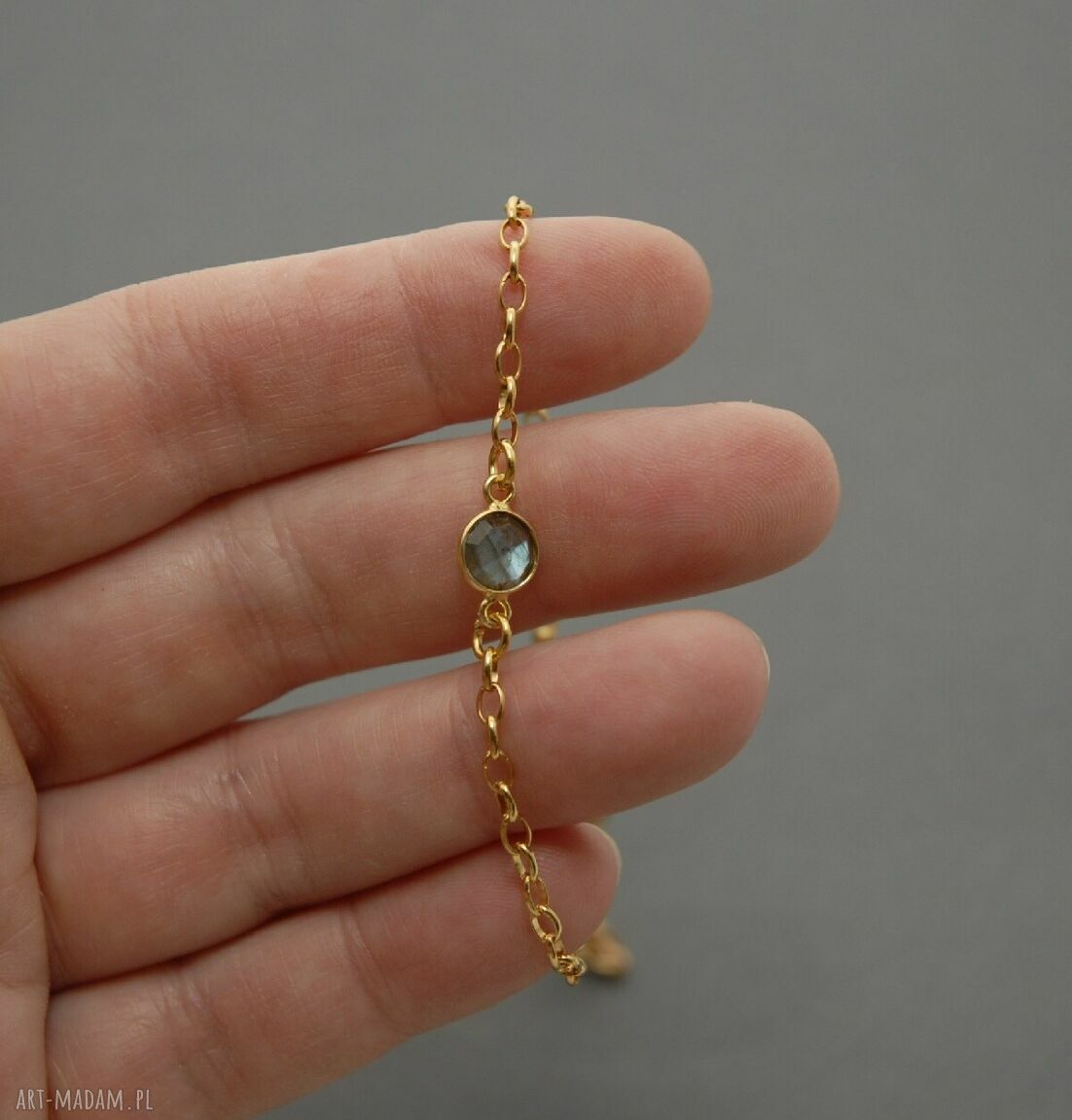 Opalizująca bransoletka z labradorytem - handmade i regulowana