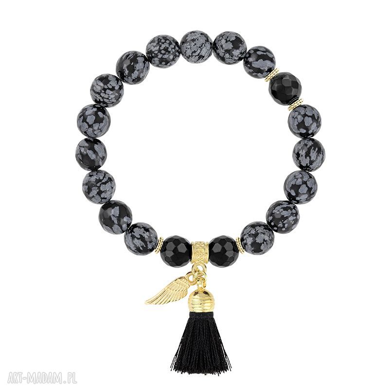 Bransoletka obsydianów earth energy obsydian minerały chwost boho