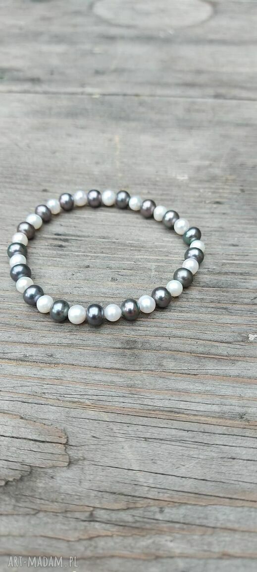 Bransoletka z pereł rzecznych 8 mm - handmade w stylu folk