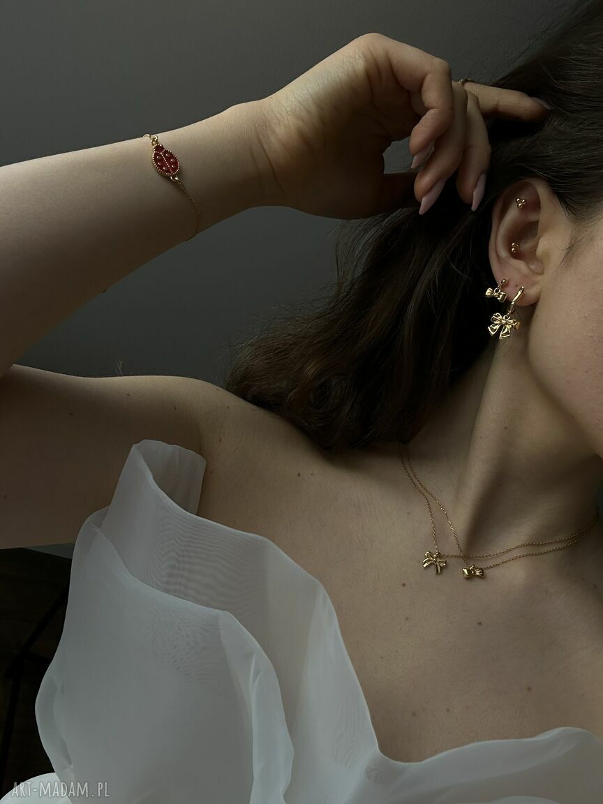 bransoletki: Bransoletka z różowego złota z biedronką Hand Made