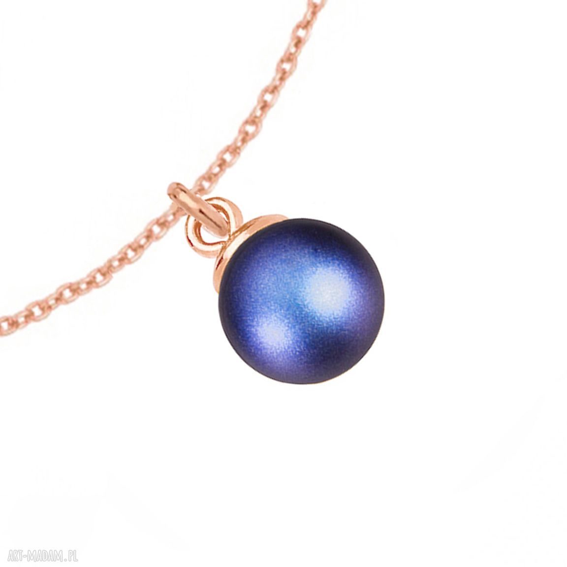 bransoletki: Bransoletka z różowego złota z granatową perłą SWAROVSKI® CRYSTAL HandMade