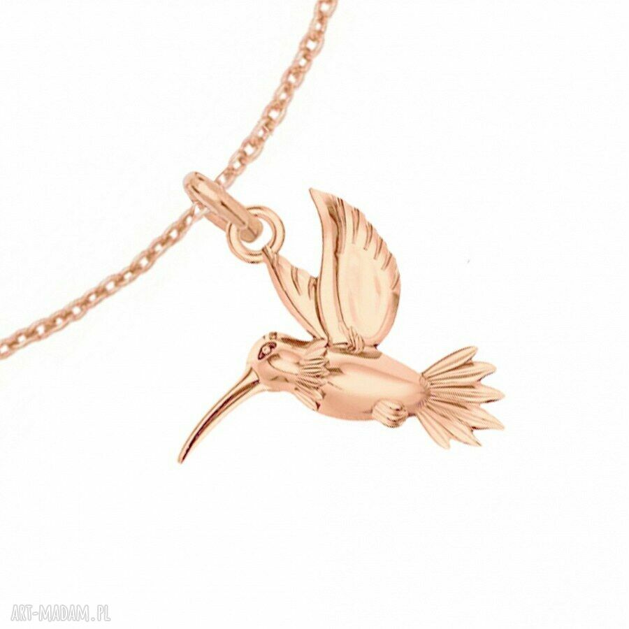 bransoletki: BRANSOLETKA Z RÓŻOWEGO ZŁOTA Z KOLIBREM Autorskie