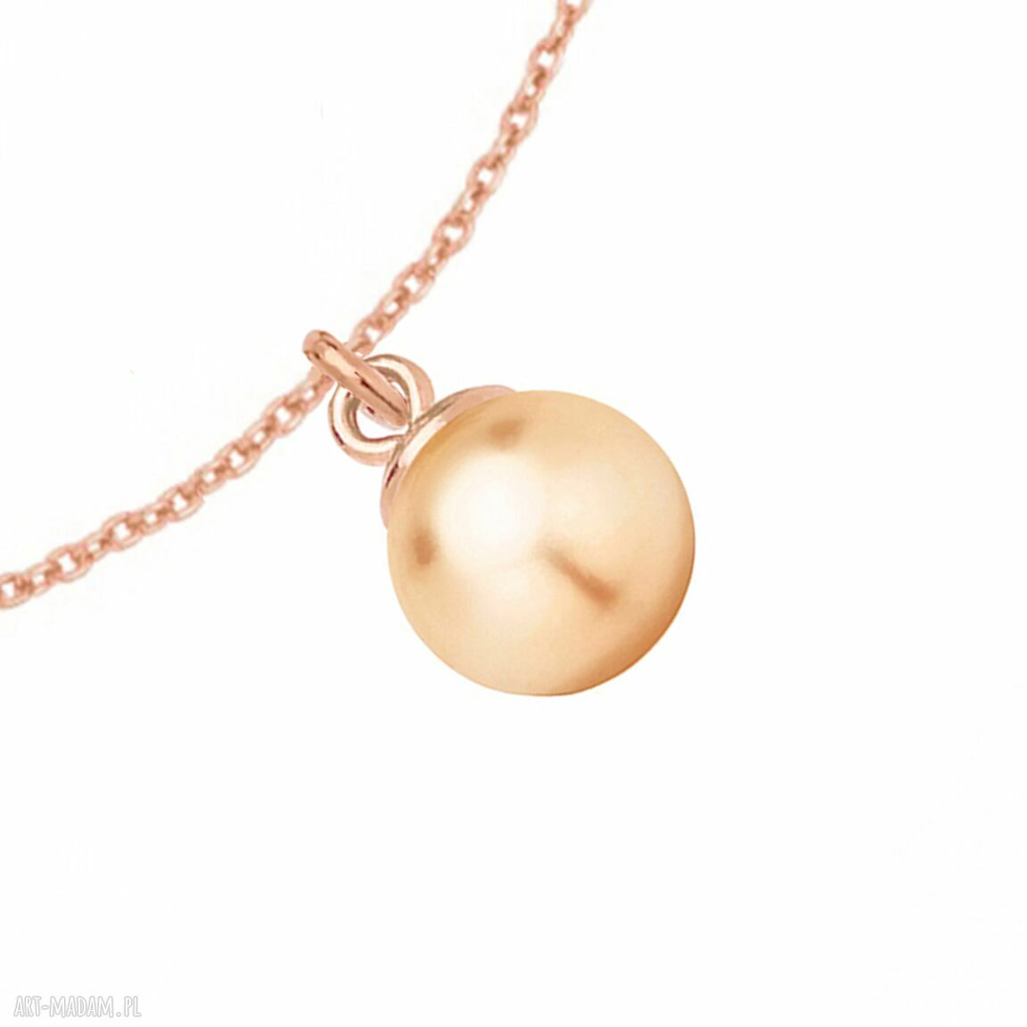 bransoletki: Bransoletka z różowego złota z łososiową perłą SWAROVSKI® CRYSTAL ręcznie