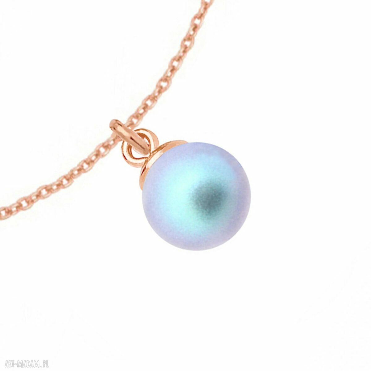 bransoletki: Bransoletka z różowego złota z niebieską perłą SWAROVSKI® CRYSTAL handmade