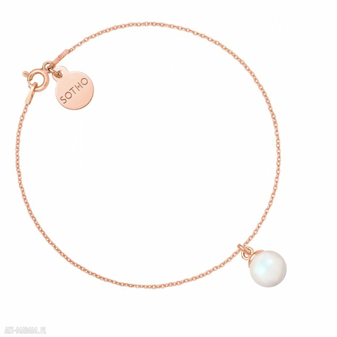 Bransoletka różowego złota opalizującą perłą swarovski® crystal