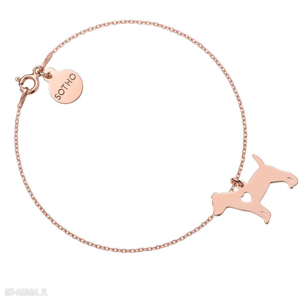 Bransoletka różowego złota psem rasy jack russell terrier pies