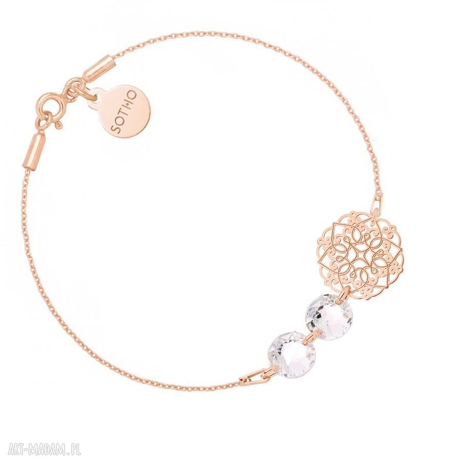 Bransoletka rÓŻowego zŁota rozetkĄ krysztaŁami swarovski® crystal