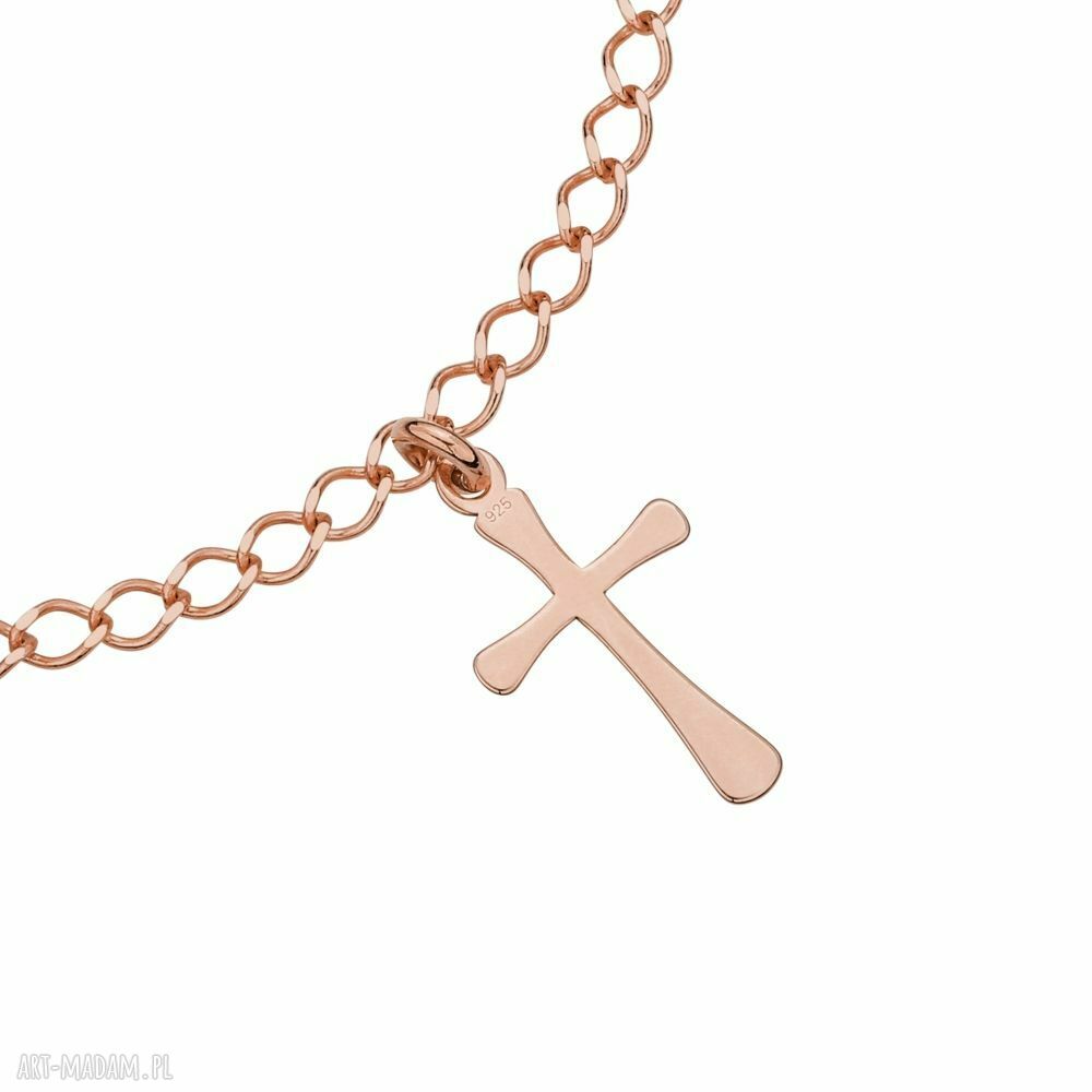 bransoletki: Bransoletka z różowego złota z trzema krzyżykami hand made