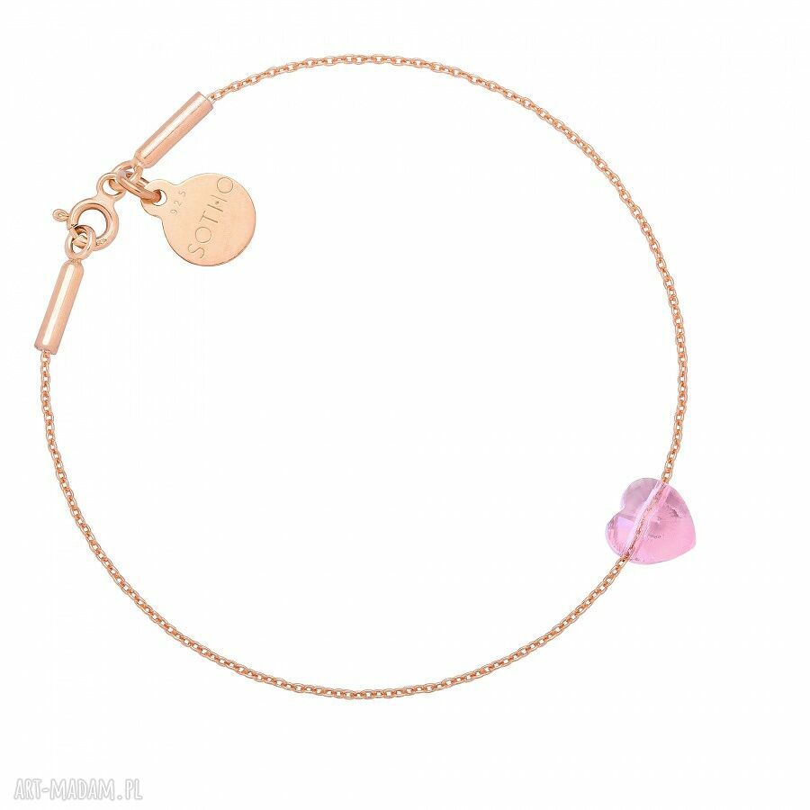 Bransoletka różowego złota zdobiona serduszkiem swarovski®