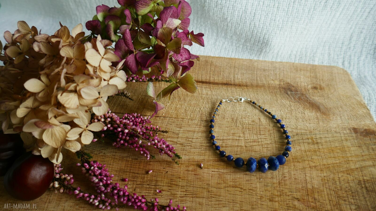 Niebieska bransoletka z sodalitu, lapis lazuli i hematytu