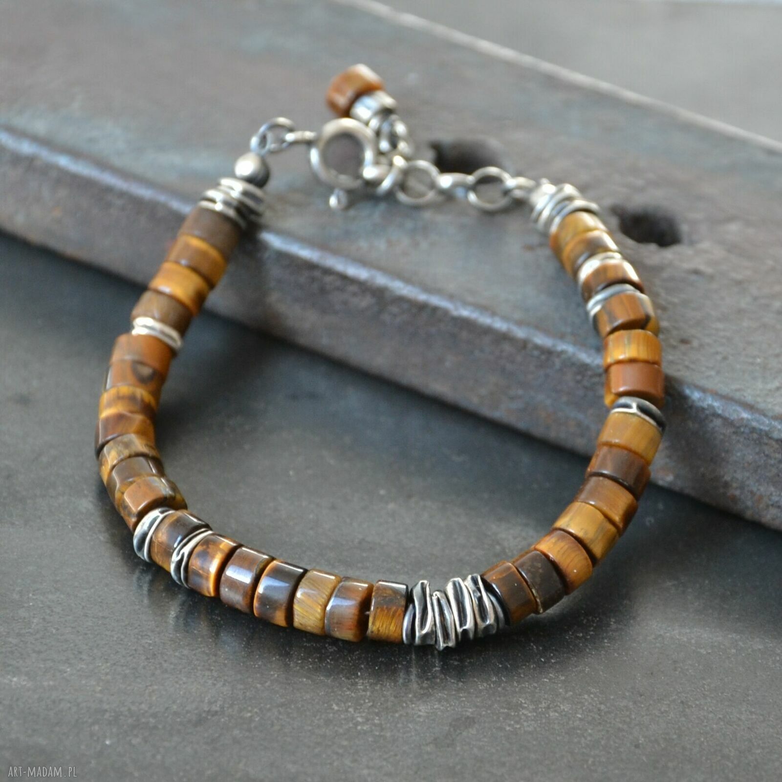 Bransoletka z tygrysim okiem - srebro 925 handmade