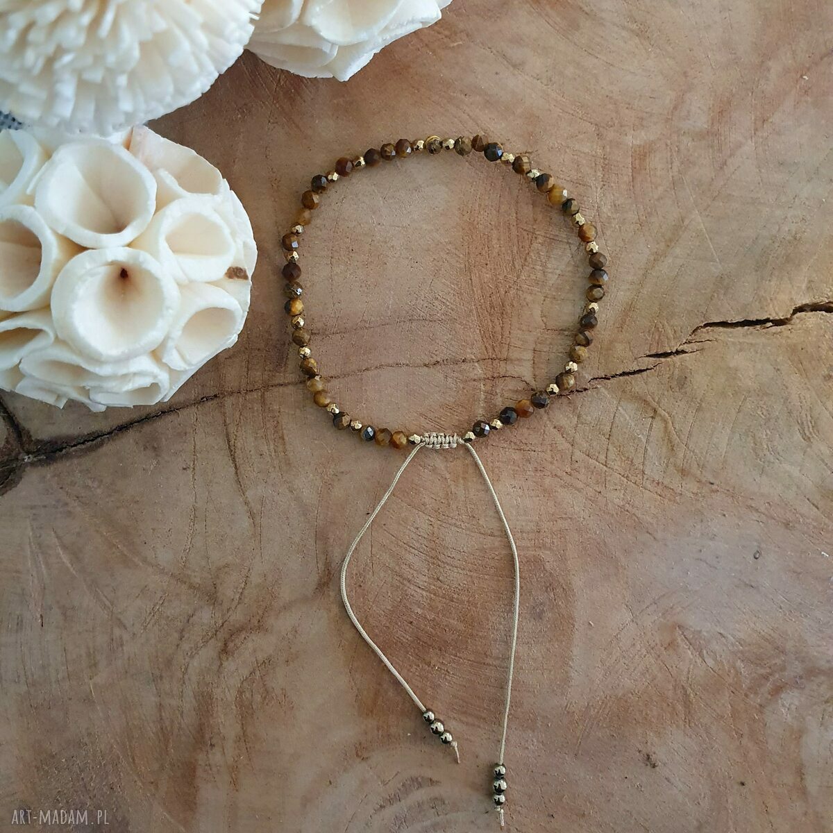 Bransoletka z tygrysim okiem i hematytem - regulowana, handmade
