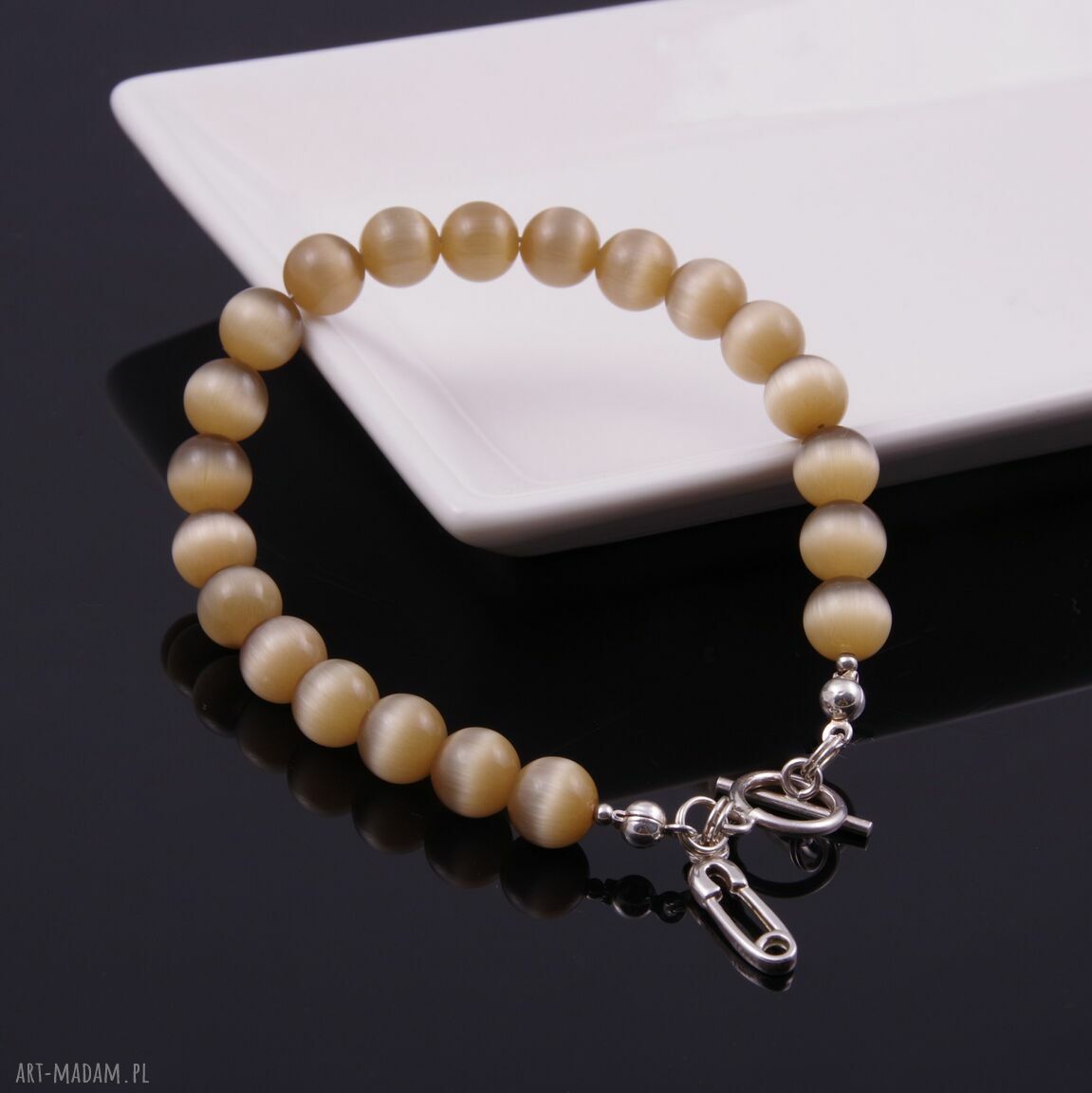 Bransoletka uleksytu jasny brąz uleksyt srebro piękna kolekcji